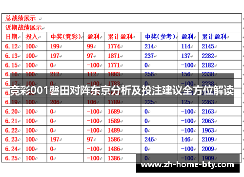 竞彩001磐田对阵东京分析及投注建议全方位解读